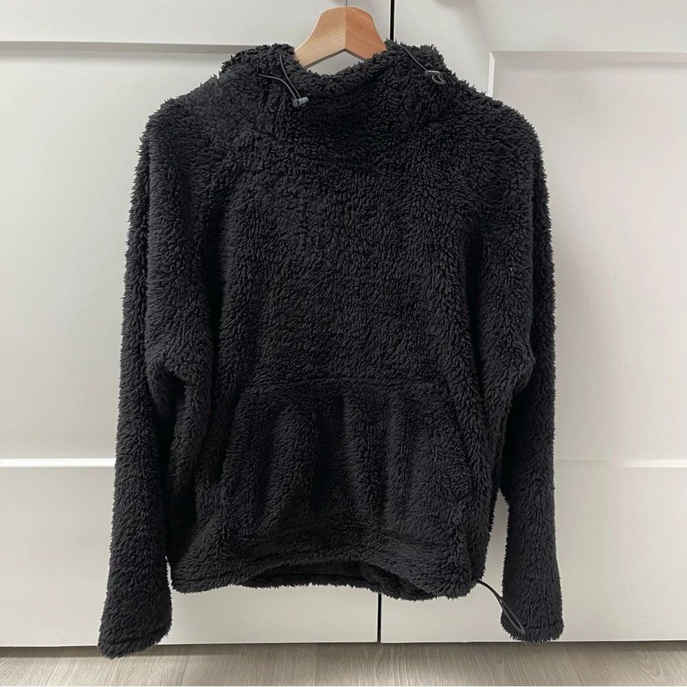 VS PINK Sherpa Hoodie Pullover Black Small - Picture 1 of 3